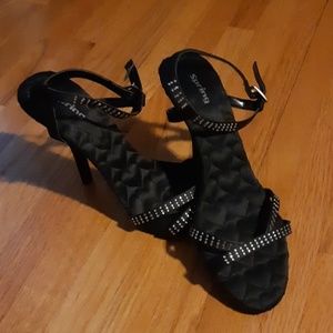Black sparkly strappy sandals